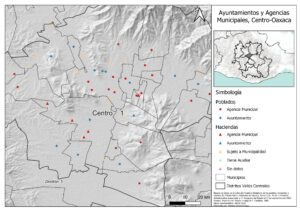 Ayuntamientos y Agencias Municipales, Centro-Oaxaca. Elaborado por Daniela Osorio Crespo
