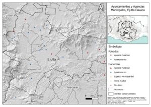 Ayuntamientos y Agencias Municipales, Ejutla-Oaxaca. Elaborado por Daniela Osorio Crespo.