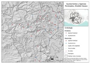 Ayuntamientos y Agencias Municipales, Zimatlán-Oaxaca. Elaborado por Daniela Osorio Crespo.