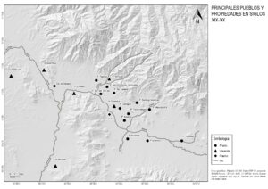 Colindancias entre los pueblos de Tlalixtac, Santo Domingo Tomaltepec y Santa María del Tule, Siglos XIX-XX.  </br> <b>Elaborado por Carlos A. Hernández Guillén.</b>