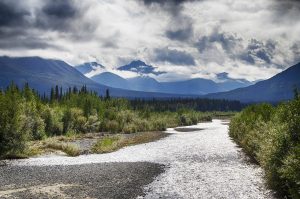yukon territory, alcan highway, river, landscape, mountains, nature, canada, forest, stormy, travel, tourism